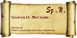 Szurcsik Melinda névjegykártya